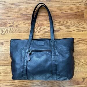Tumi Black Leather Large Tote Travel Weekender Shoulder Bag Old Money MSRP $625